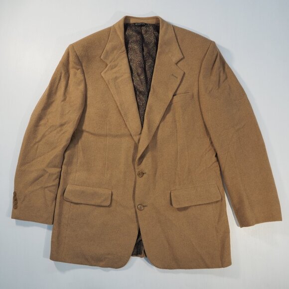 bill blass Other - Vintage Bill Blass Blazer Mens 44R Tan Camel Hair USA Preppy Grandpa Paisley